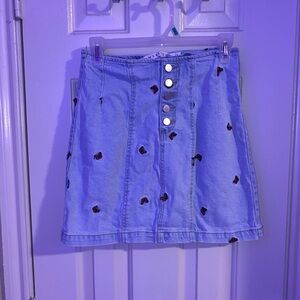 Denim midi skirt with butterflies